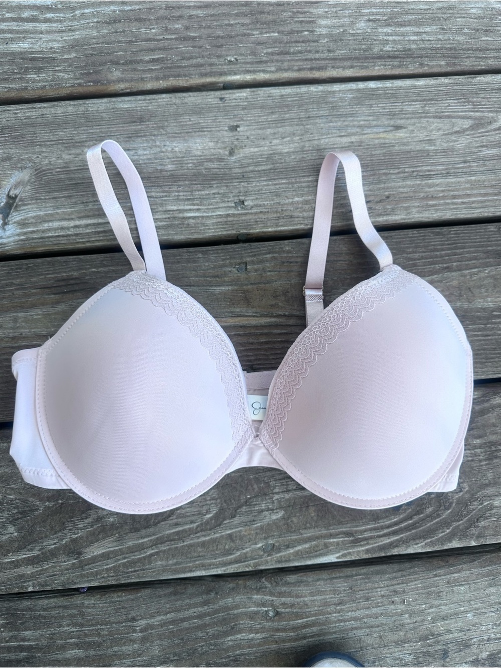 Jessica Simpson Pale Pink Lace-Trim T-Shirt Bra